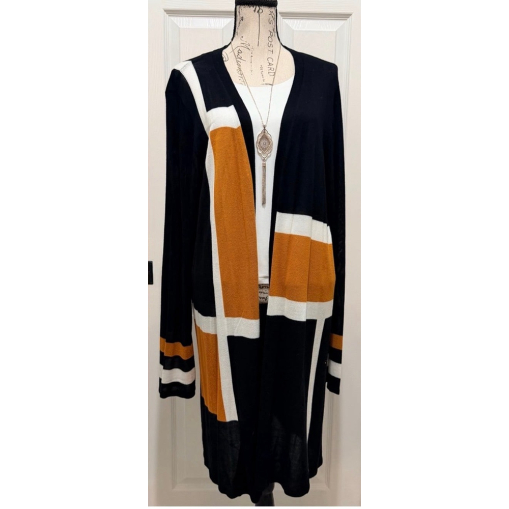 Black and Gold Colorblock Cardigan - Picture 3 of 6